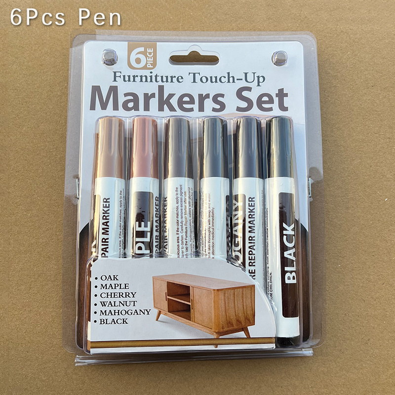 Wood Repair Markers- Furniture Touch Up Markers Kit, 6Pcs Wood