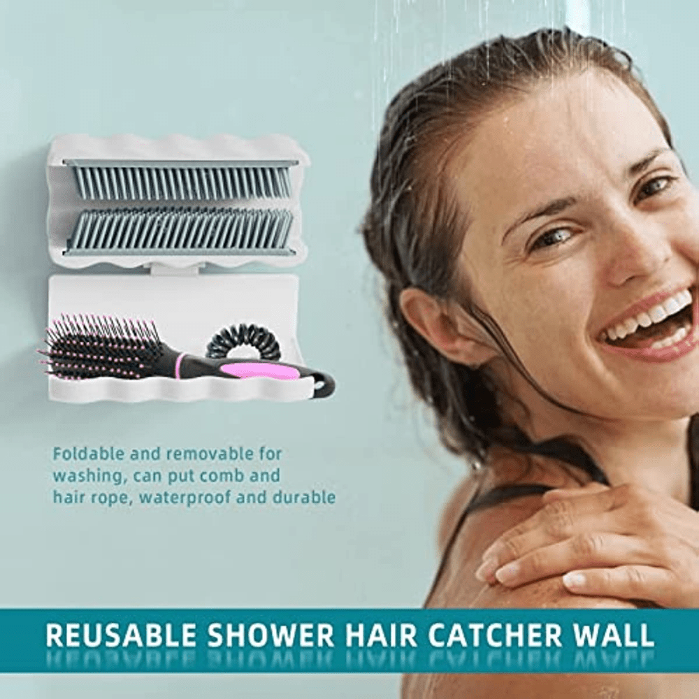 Shower Hair Catcher Wall, Hair Catcher for Shower Wall Hair Collector for  Drain, Hair Trap for Shower, Drain Protector (White)