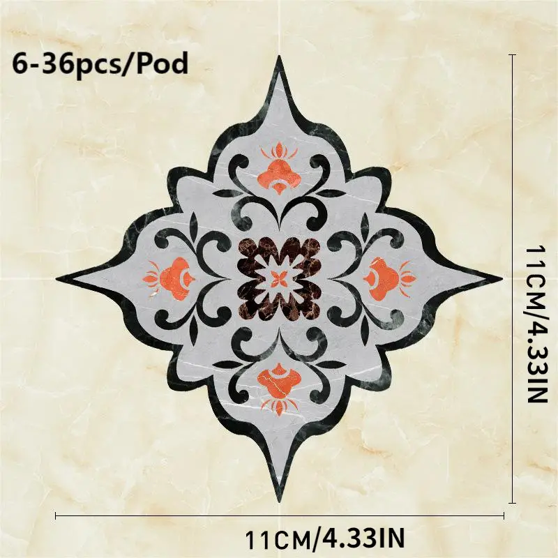 5 Pcs/set Gray Tile Floor Stickers, 7.8*7.8 Inches, Pvc Self