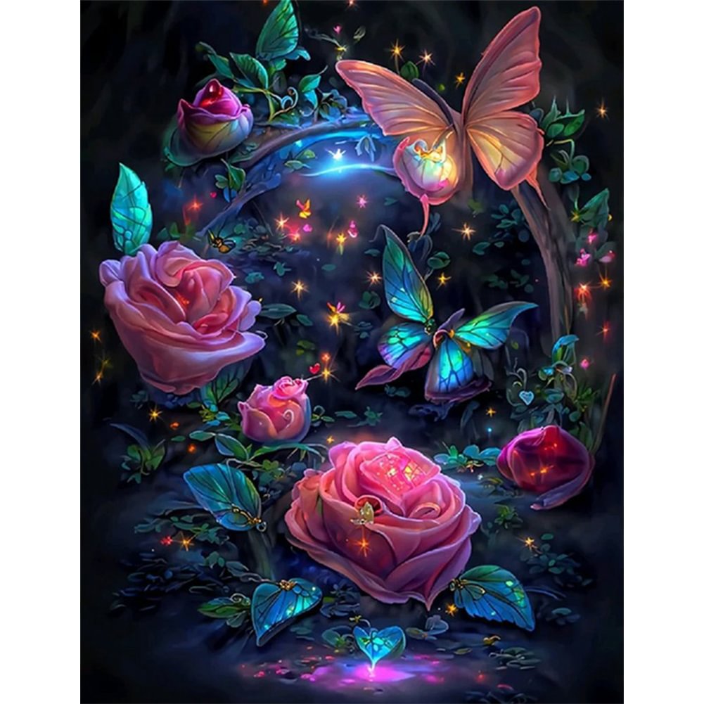 Rose Flowers and Butterfly)Diamond Painting Full Kits,DIY 5D Round Diamond  Art Painting Kits for Kids Adults,Diamond Painting by Number Kits Dimond  Picture Crystal Art Craft Kits for Home Wall Decor(35x45cm)_Shenzhen Ouna  Technology