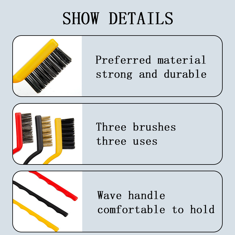 3pcs Gas Stove Cleaning Brush Set - Efficiently Clean Range Hood And Stove  - Multi-purpose Kitchen Tool For Rust And Dirt Removal - Metal Fiber Brush