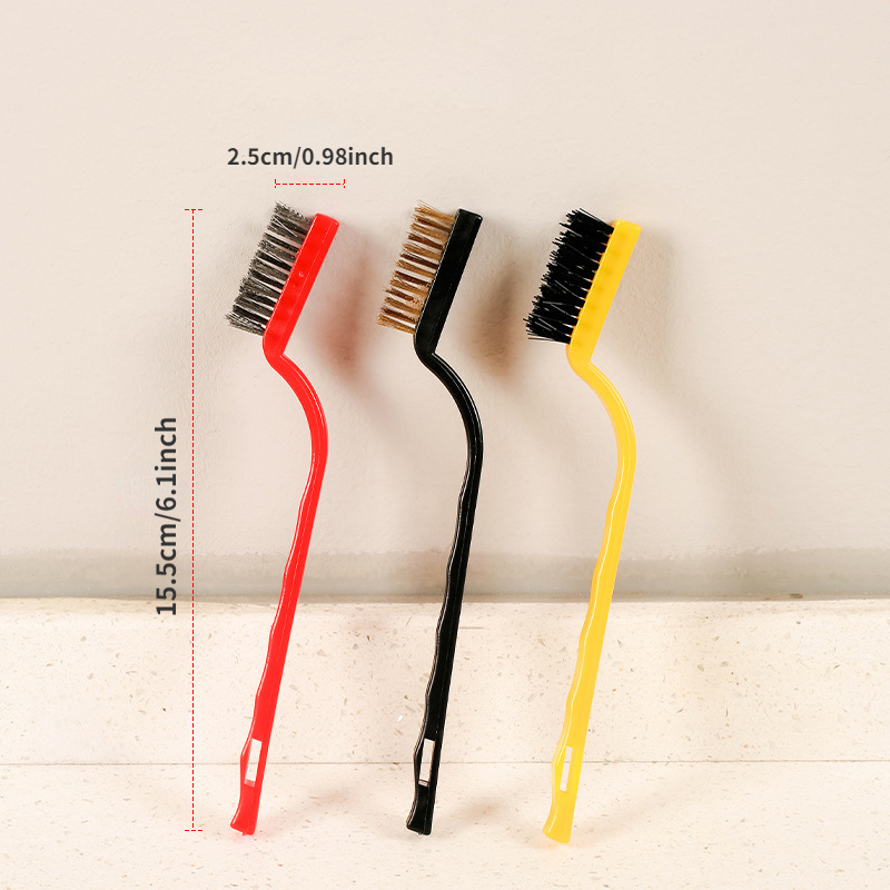 3pcs Gas Stove Cleaning Brush Set - Efficiently Clean Range Hood And Stove  - Multi-purpose Kitchen Tool For Rust And Dirt Removal - Metal Fiber Brush