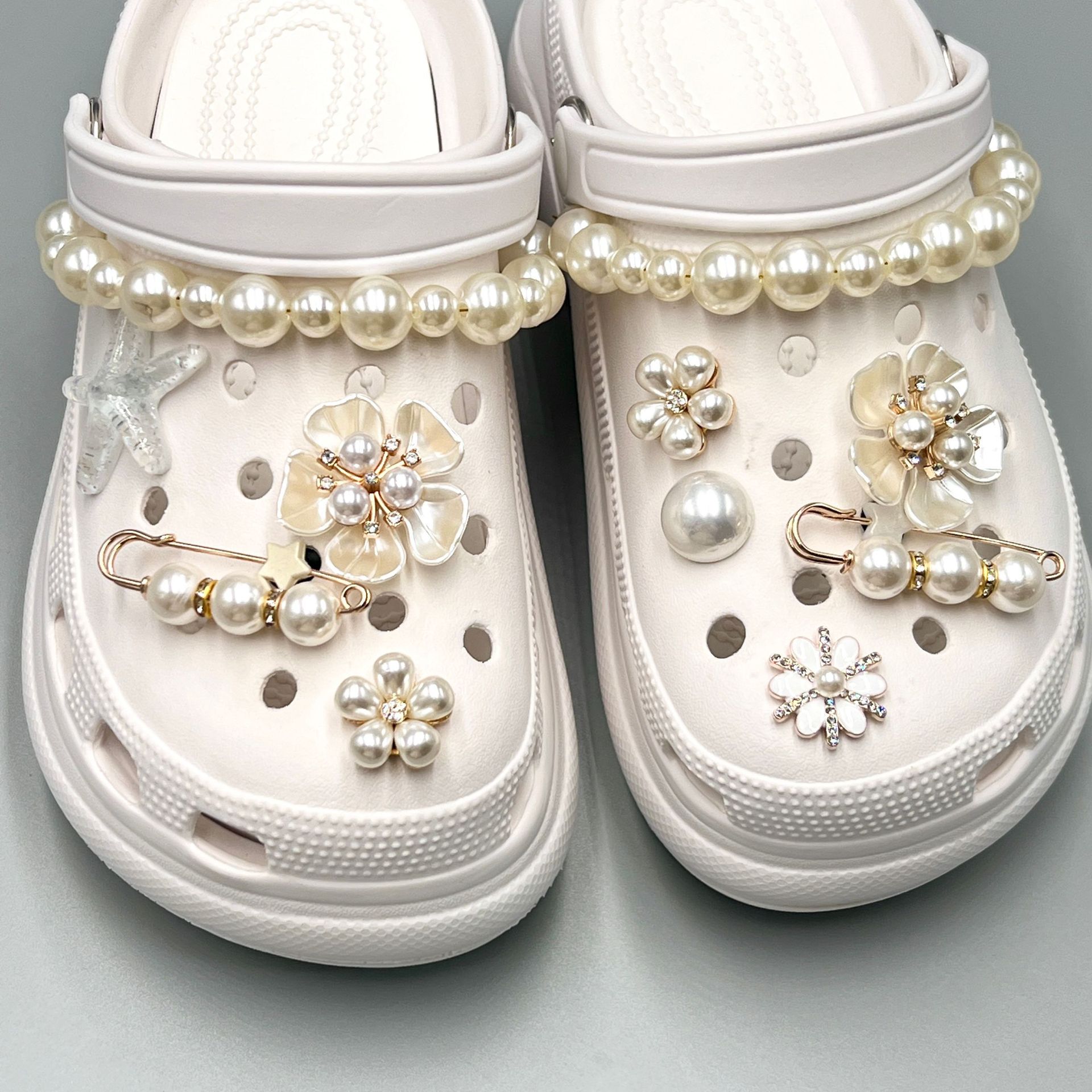 Pearl Rhinestone Chain CROC Charms Designer Shoe Decoration