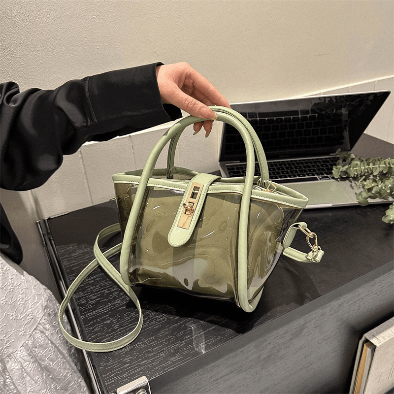 Minimalist Transparent Satchel Bag, Turn-lock Handbag With Insert Bag,  Women's All-match Bag - Temu United Arab Emirates