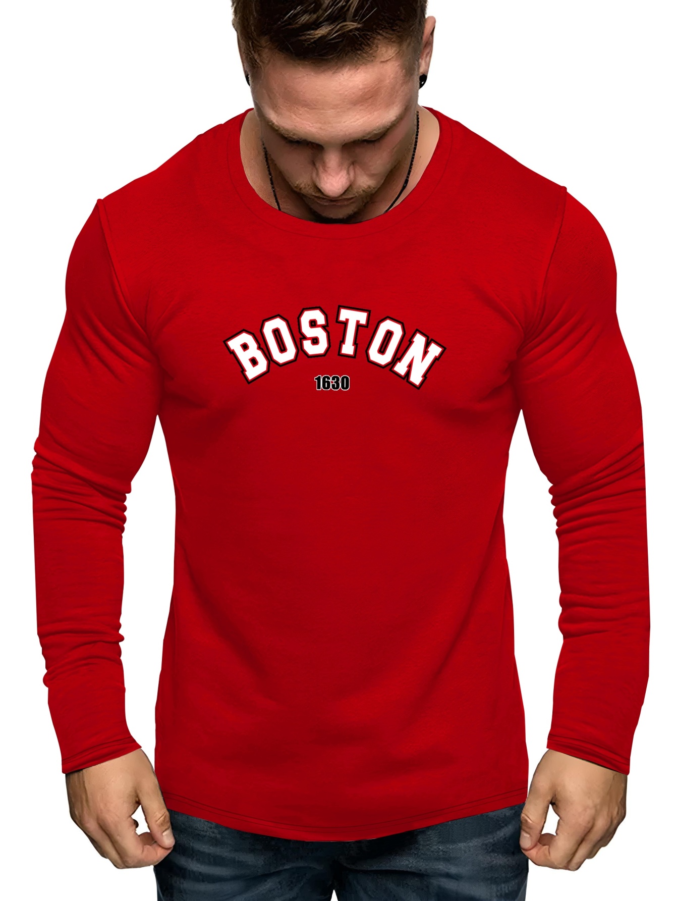 Plus Size Men's Trendy Boston Graphic Long Sleeve Tees, Comfy Stretch  Breathable T-shirts For Summer, Oversized Loose Men's Clothings - Temu  Australia