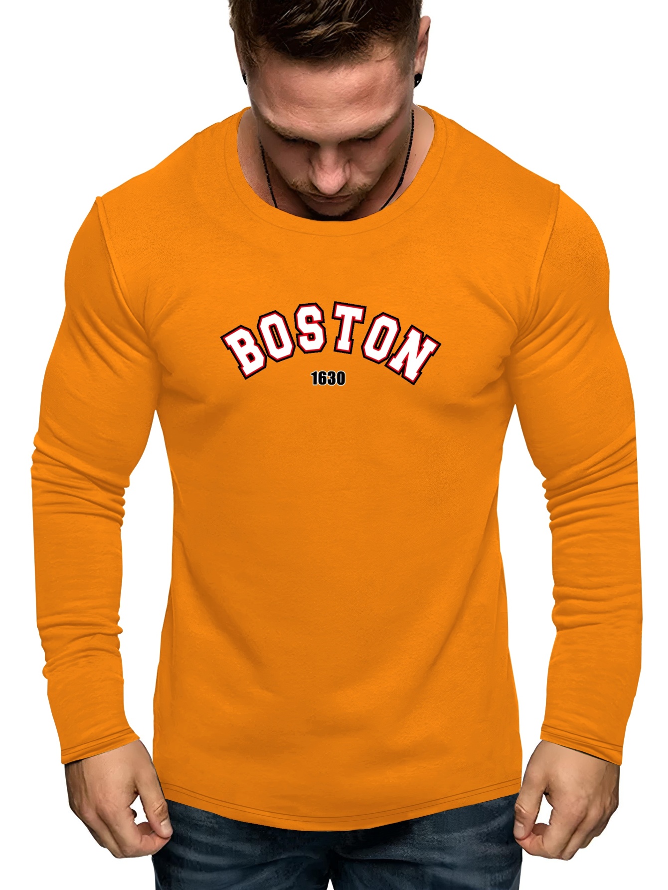 Plus Size Men's Trendy Boston Graphic Long Sleeve Tees, Comfy Stretch  Breathable T-shirts For Summer, Oversized Loose Men's Clothings - Temu  Australia