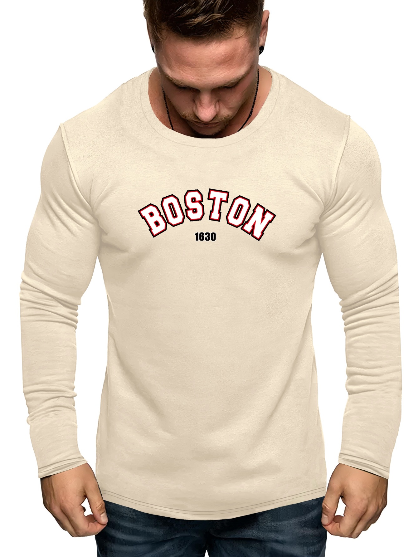Plus Size Men's Trendy Boston Graphic Long Sleeve Tees, Comfy Stretch  Breathable T-shirts For Summer, Oversized Loose Men's Clothings - Temu  Australia