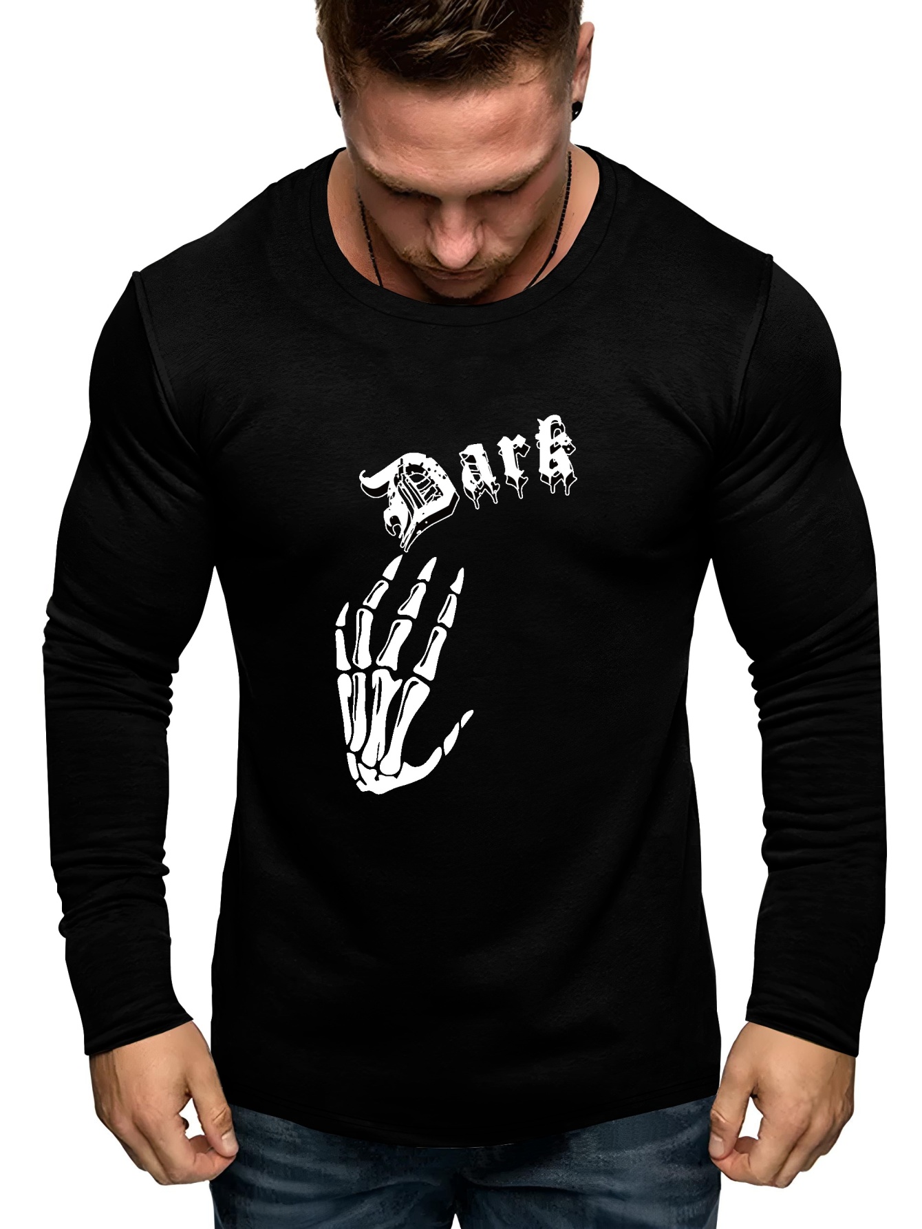 Plus Size Mens Casual Hands Skeleton Graphic Long Sleeve T Temu