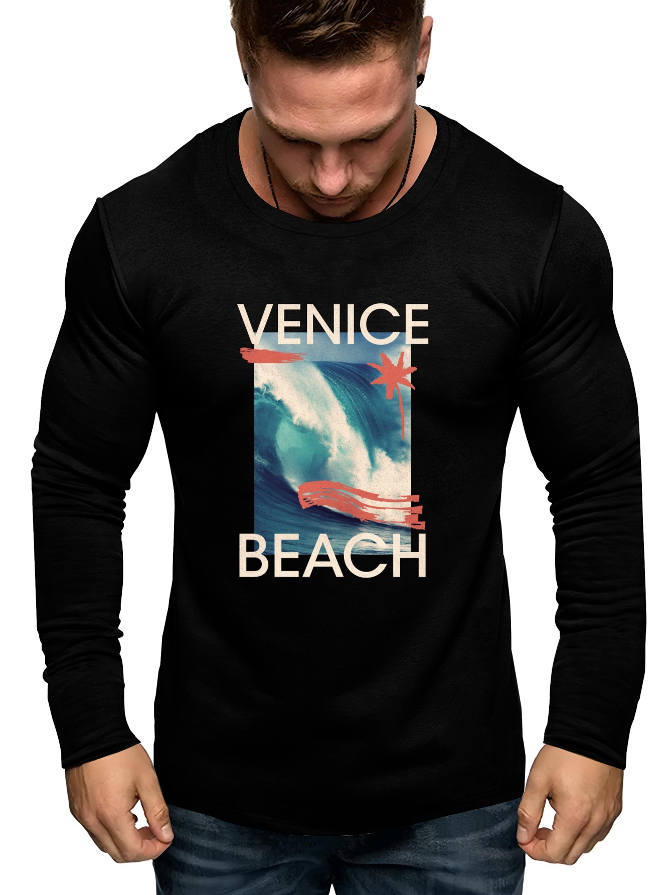 Lässiges „Venice Beach“ In T Herren Temu Für - Grafik Langarm Germany Shirt