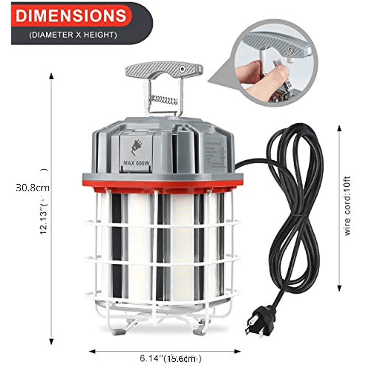 Led Temporary Work Light 14, 360° Lighting Etl Listed 10' Cable With 120v  Plug Portable Hanging Construction Work Lights With On/off Switch For Job  Site Warehouse Garage Shop Area Lighting Temu