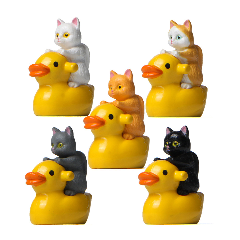 

1/5pcs Cat On Duck Figurines Set, Pvc Collectible Miniature Garden Cat Riding Duck Ornaments, Office Decor, No Electricity Needed, With For Wedding, Party, Home Decor, Age 14+