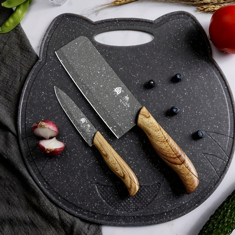 Kitchen Knife Set, Stainless Steel Utility Knives And Wheat Straw Cutting  Board, Kitchen Gadgets, Kitchen Accessories, Back To School Supplies - Temu