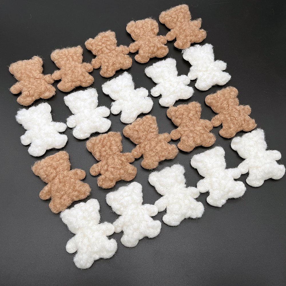 20pcs Cute Fabric Bear Sponge Filled Applique Diy Hair Clip, Clothing, Bag Accessories
