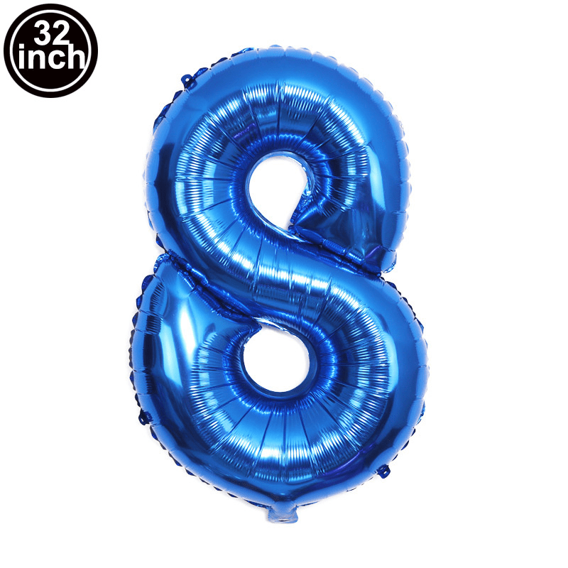 Bambino palloncino di compleanno di 8 anni, decorazioni di compleanno di 8  anni blu, palloncini di compleanno numero 8