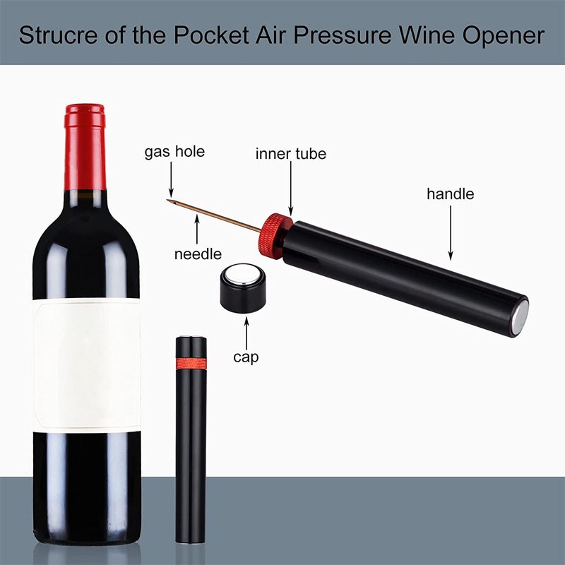 1pc Wine Bottle Opener Air Pump Opening Tool Stainless Steel Pin Cork  Remover Air Pressure Wine Corkscrew Kitchen Bar Accessories