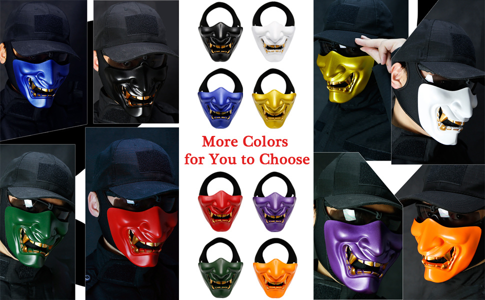 Black Japanese Hannya Evil Airsoft Mask and Prop Mask Paint Ball