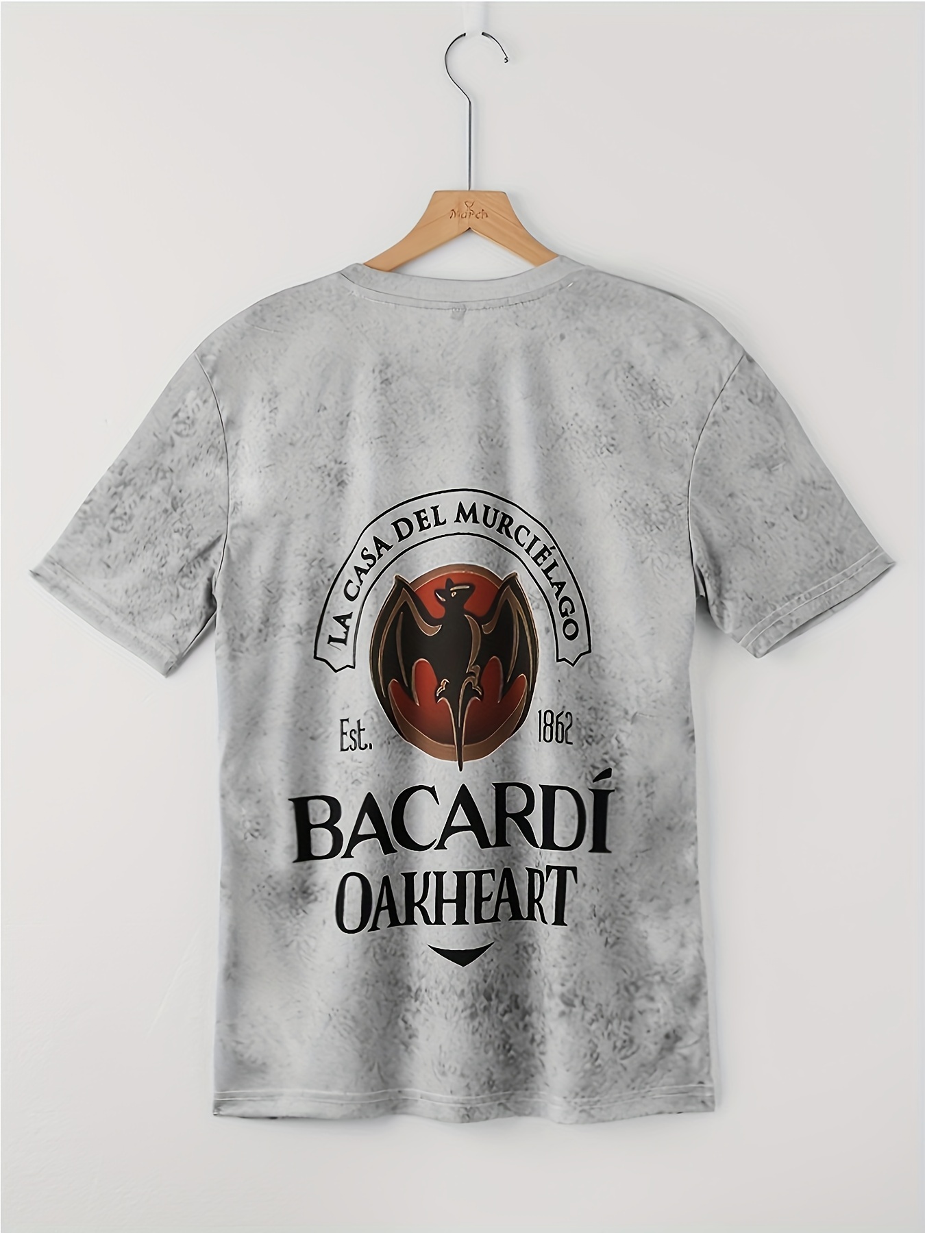 Plus Size Men's Street Style 3D Bat And Creative Letters Print Graphic T-shirt For Summer