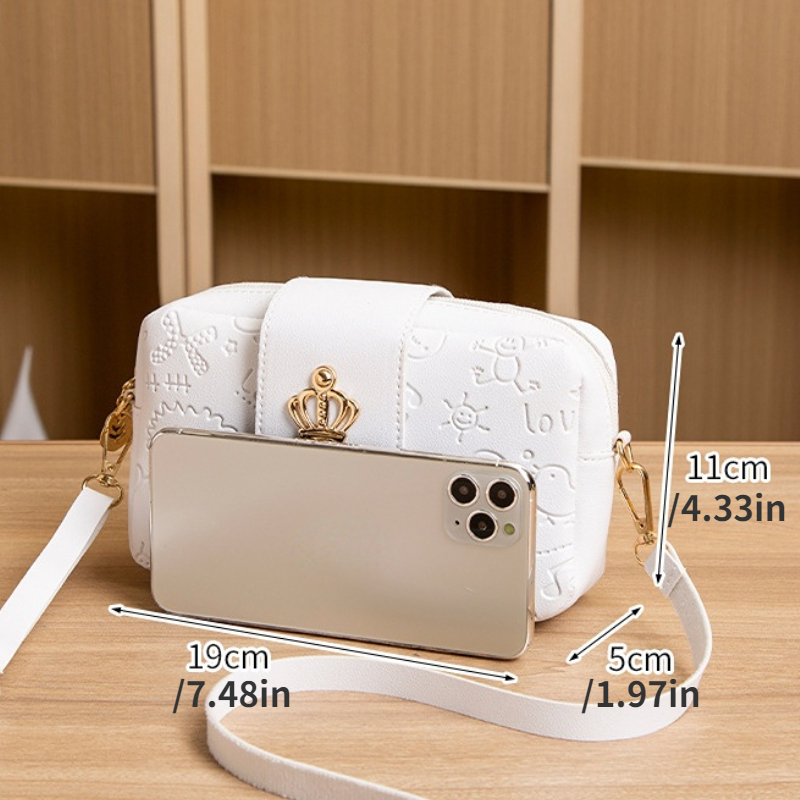 Mini Quilted Crown Decor Flap Square Bag