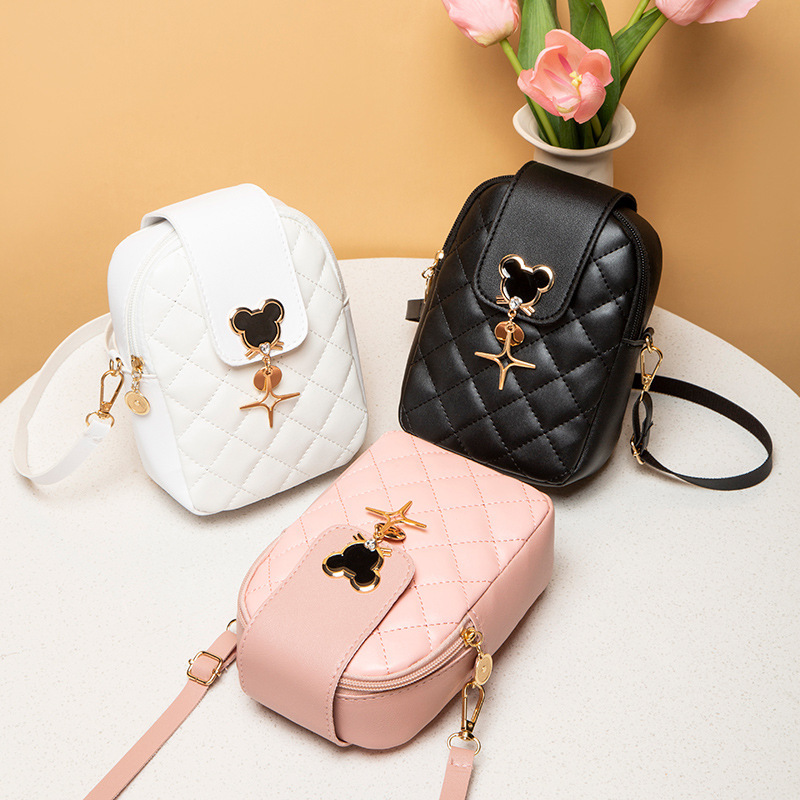

Mini Quilted Mouse Decor Crossbody Bag, Pu Leather Textured Bag, Classic Versatile Fashion Shoulder Bag