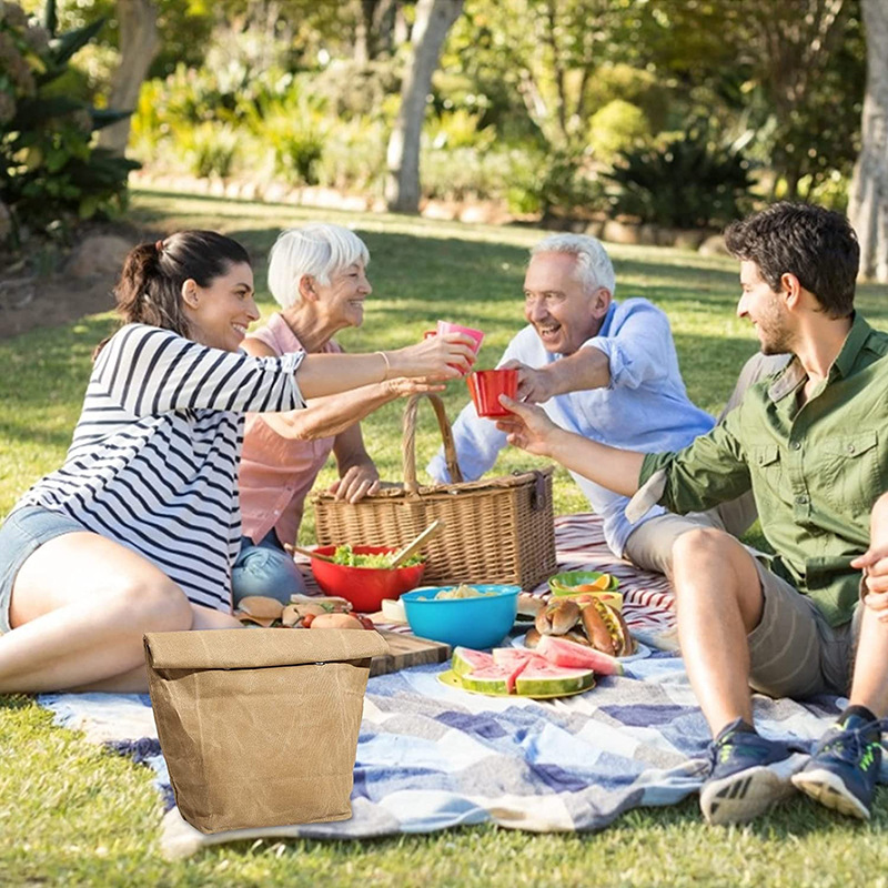 reusable aluminum foil insulated lunch bag   with durable canvas exterior   camping outdoor use camping essentials durable canvas bag zippered closure Product details 0