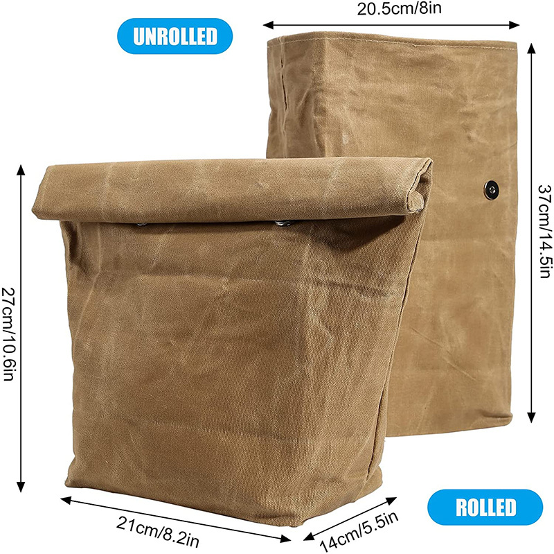 reusable aluminum foil insulated lunch bag   with durable canvas exterior   camping outdoor use camping essentials durable canvas bag zippered closure Product details 2
