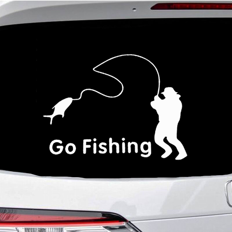 Go Fishing Sticker Car Sticker, Creative Car Door Window Bumper Stickers,  Waterproof Car Scratch Cover Stickers Decals For Cars Trucks * Decor