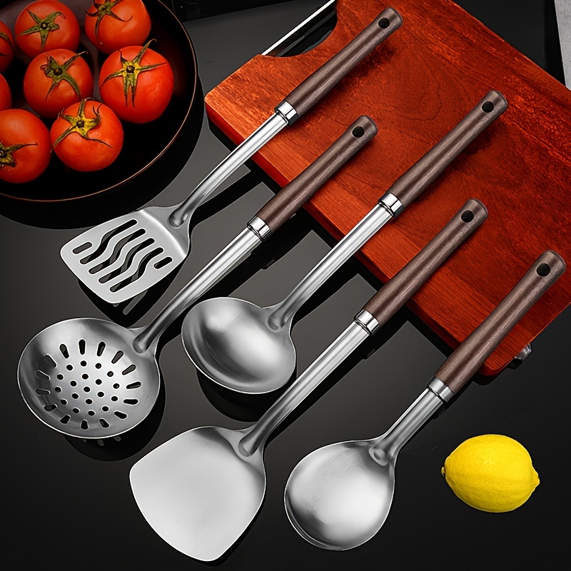 Stainless Steel Cutlery, Kitchen Utensils Set, Safe Cooking Non-stick  Kitchen Tools Set, Cooking Spatula, Cooking Spoon, Colander - Temu