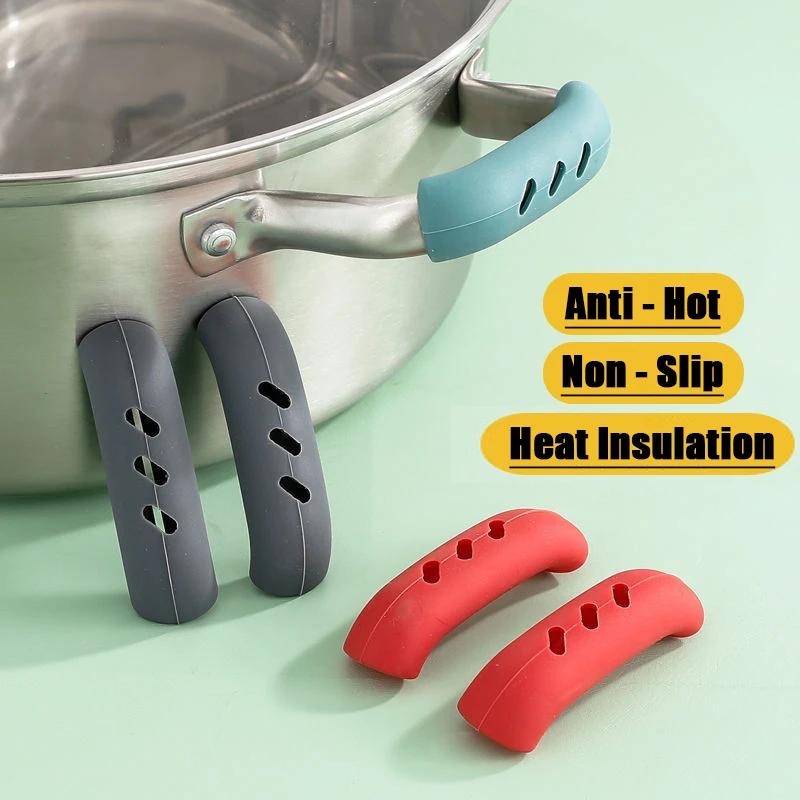2/4pcs Silicone Heat-resistant Pot Handle Cover Pot handle Protection  Rubber cover anti-burn anti