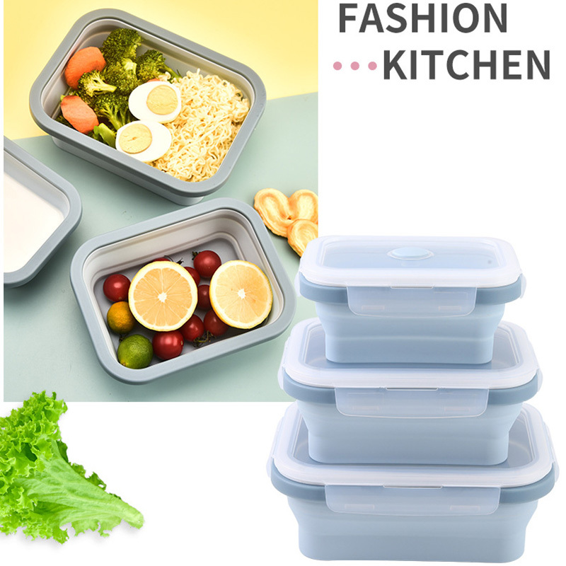 Three compartment Silicone Folding Lunch Box Fresh keeping - Temu