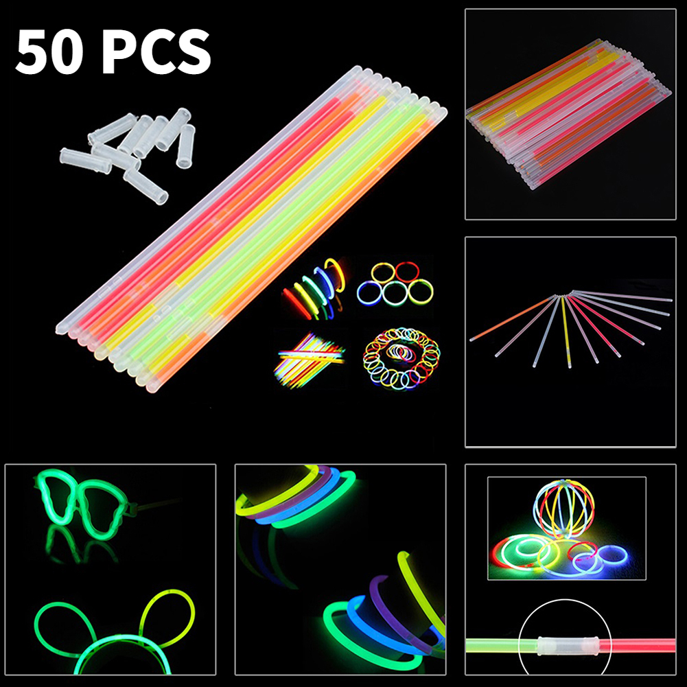 50 Pcs Halloween Glow Stick Bracelets, Glow in the Dark Bracelets for Kids,  LED Party Supplies, Light Up Toys, Night Events, Festivals, Concerts