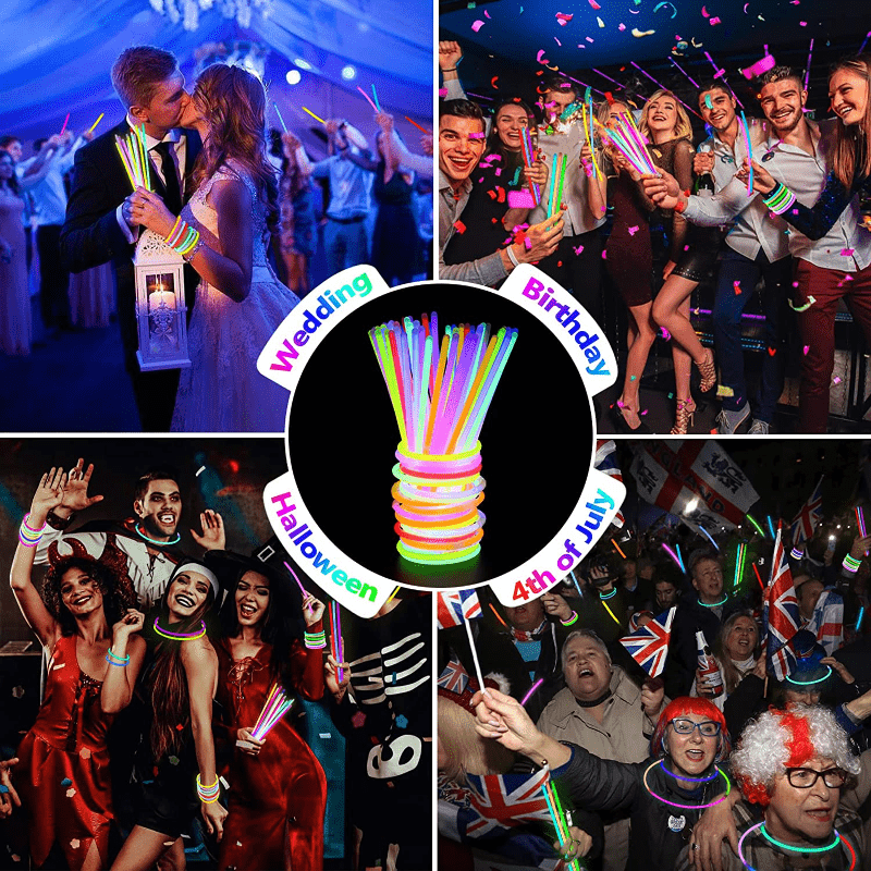 Tailpa 50 Glow Sticks Bulk Party Supplies Set Glow in The Dark Party Light Up Sticks Party Favors, Include 50 8glowsticks & 50conne
