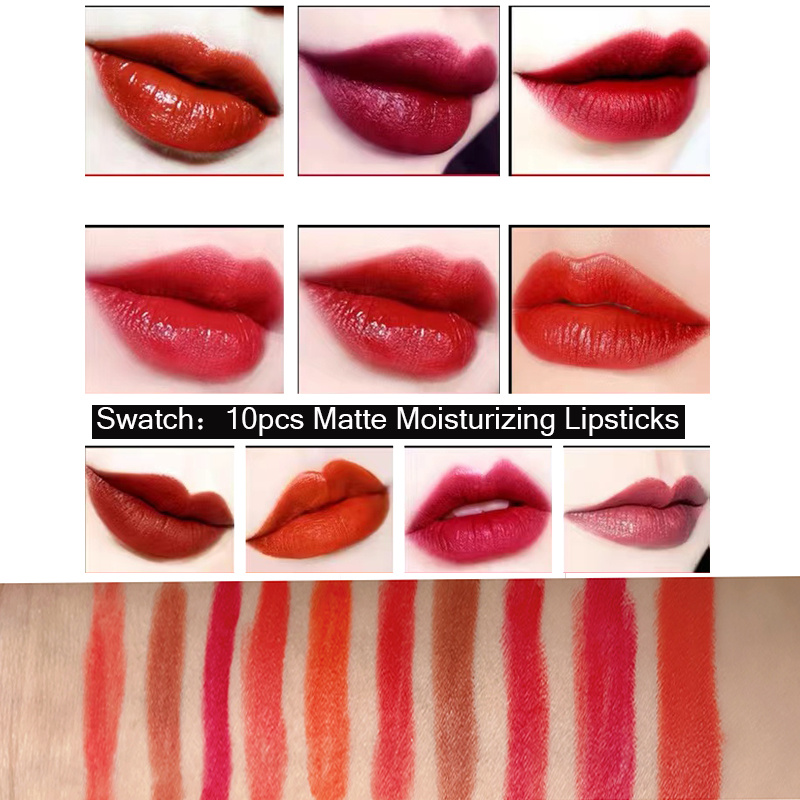 10 pcs Moisturizing Lipstick Set - Wooden Box Lip Gloss Collection for Nude  Makeup Kits - Perfect Birthday or Anniversary Gift