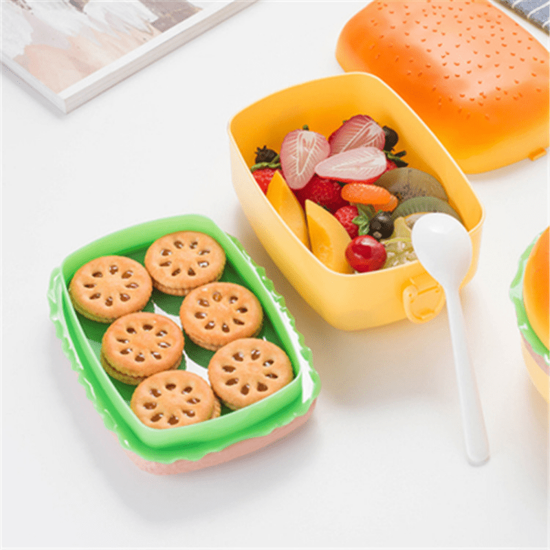 Portable Hermetic Lunch Box 2 Layer Grid Bento Box with Fork Spoon Leak  Proof