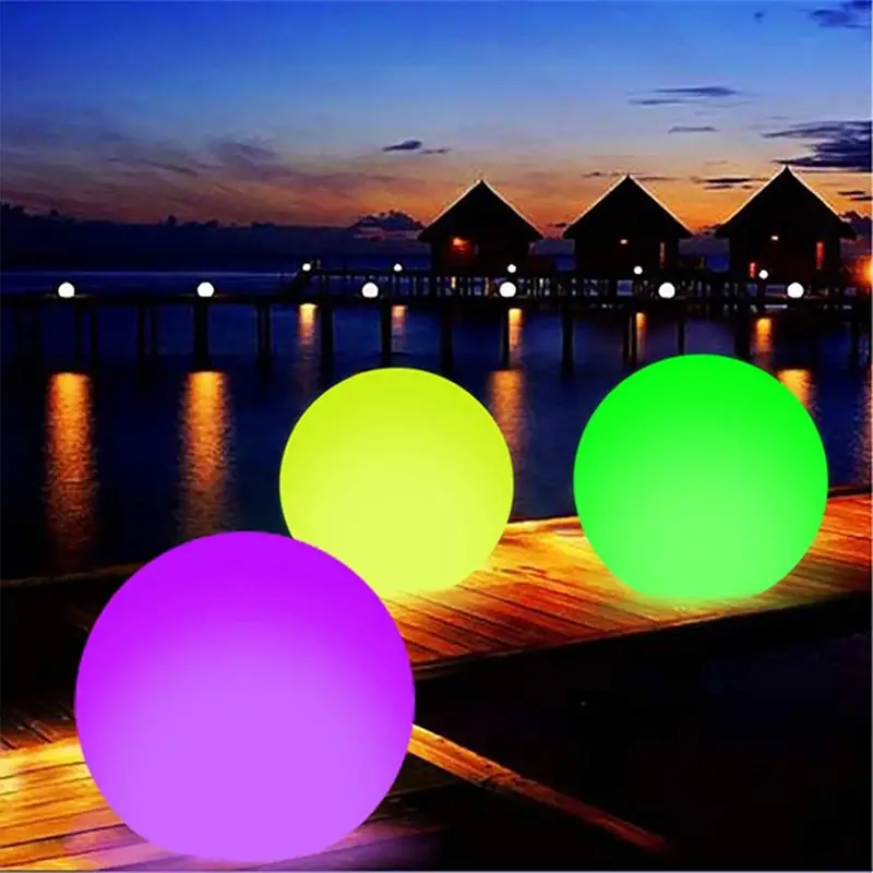 1pc 40cm led glowing beach ball light remote control 16colors waterproof inflatable floating pool light yard lawn party lamp outdoor garden pond birth bath pool day night decoration garden decoration water cycling details 3