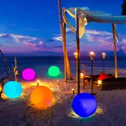 1pc 40cm led glowing beach ball light remote control 16colors waterproof inflatable floating pool light yard lawn party lamp outdoor garden pond birth bath pool day night decoration garden decoration water cycling details 5