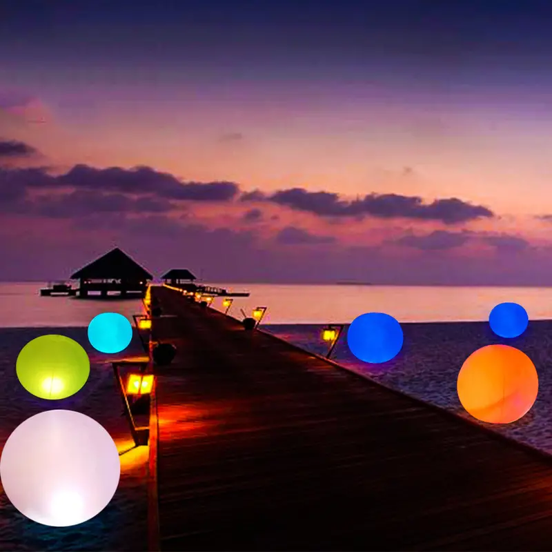 1pc 40cm led glowing beach ball light remote control 16colors waterproof inflatable floating pool light yard lawn party lamp outdoor garden pond birth bath pool day night decoration garden decoration water cycling details 6
