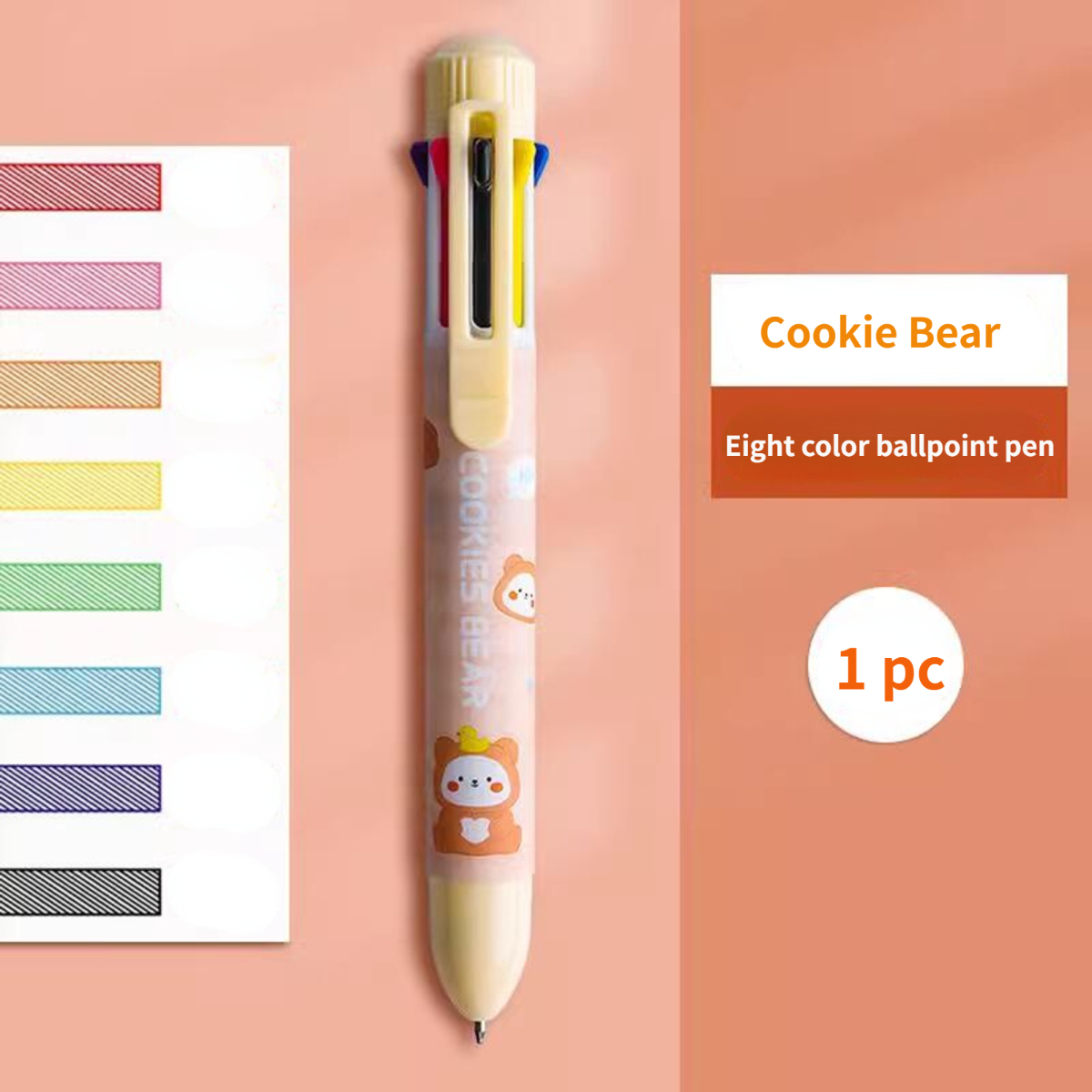 1pc 10colors Cute Bear Ballpoint Pen, Multi-color Ballpoint Pen