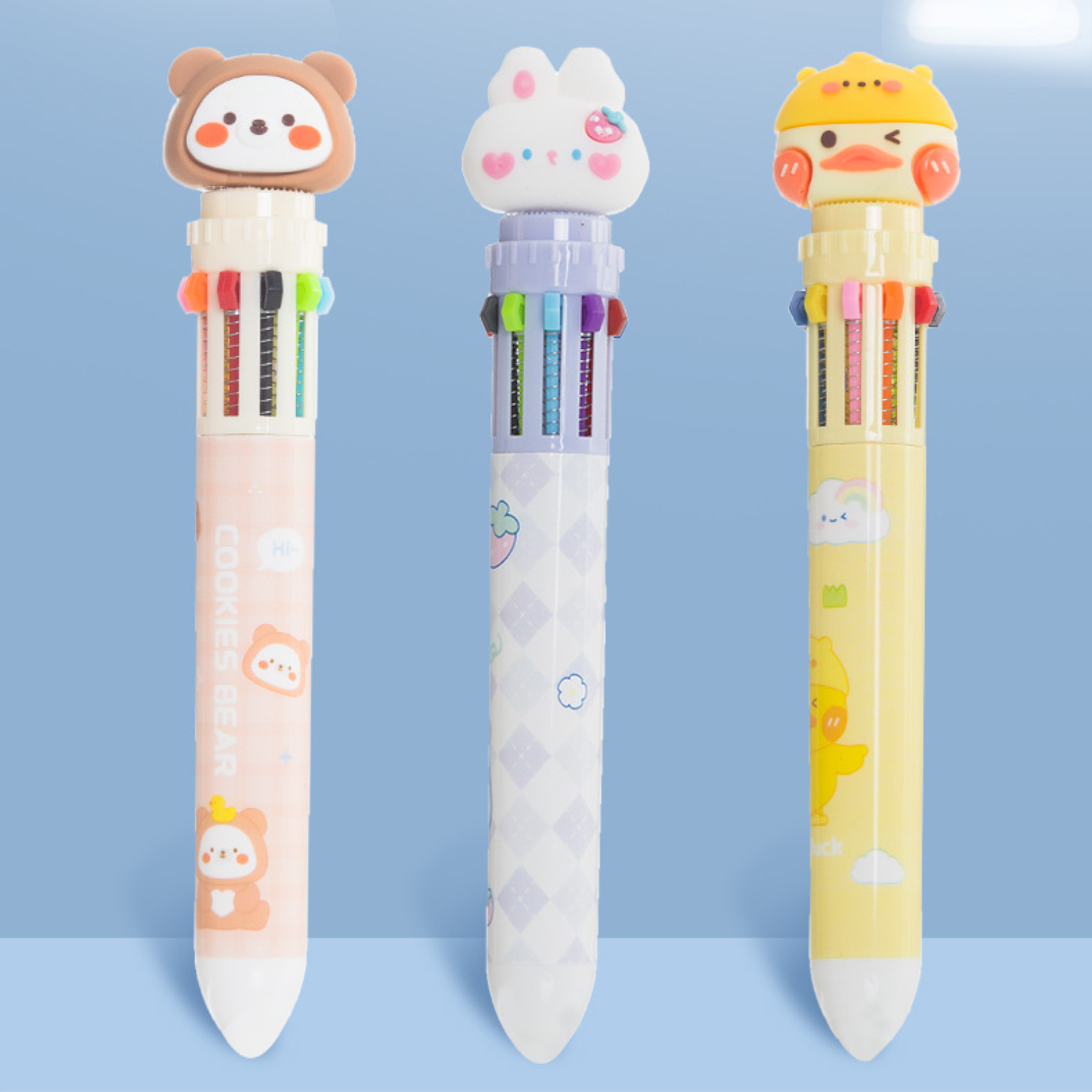 50pcs multi-functional multicolor pen cartoon cute ten-color pen bullet  refill marker pen press ballpoint pen - AliExpress