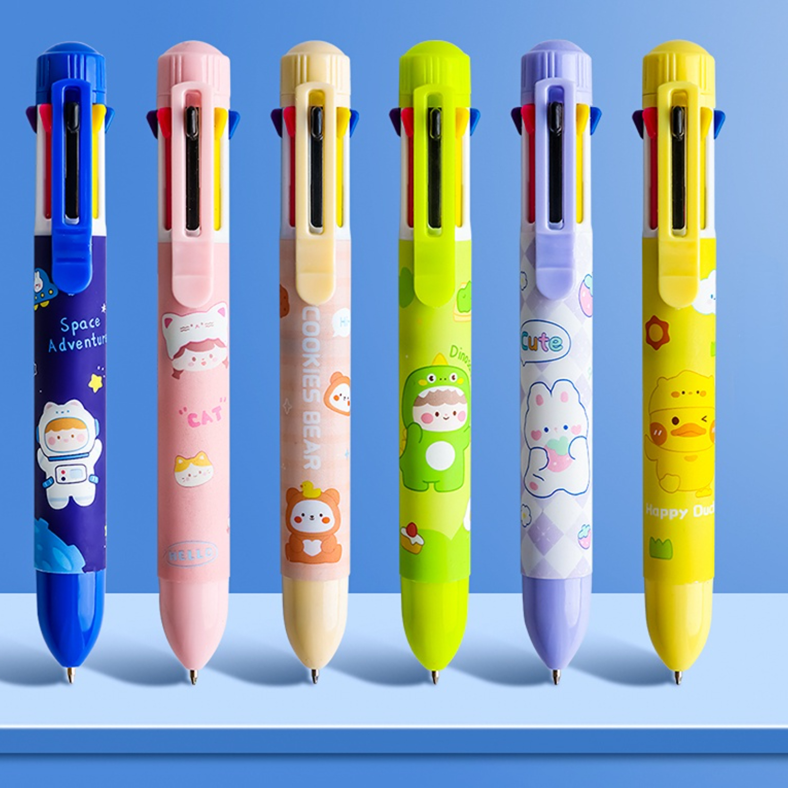 Press Pen 6 color Ballpoint Pen Creative Cute Cartoon Color - Temu