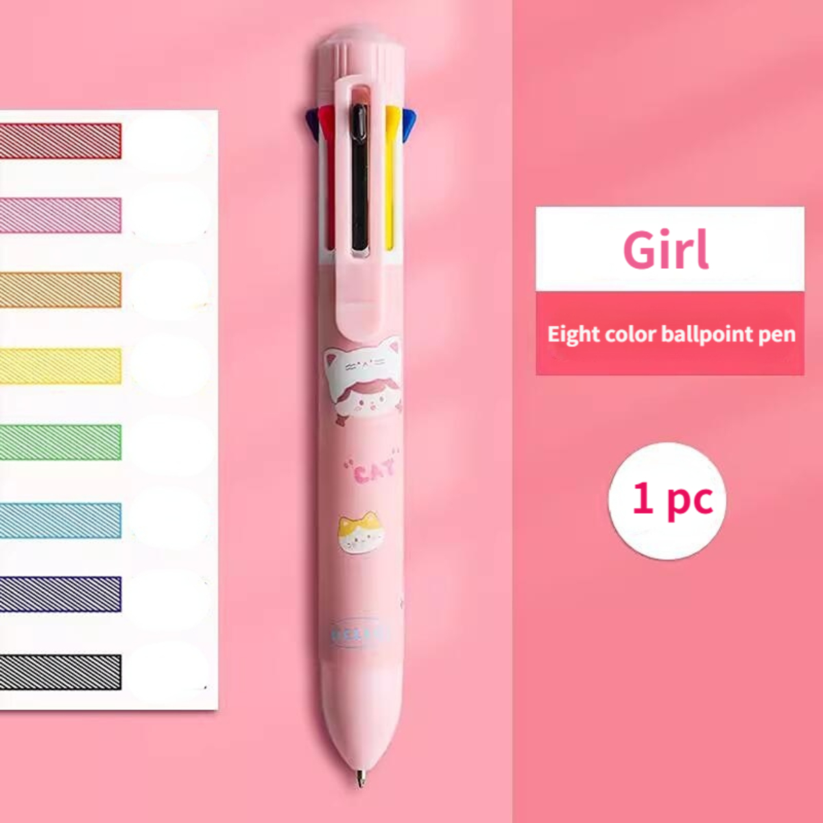 Cute Rabbit Animal Multicolor Pen, Ink Multicolor Pen in One, 10-In-1  Colored Multi Color Pen, Multicolored Pens for Office Home School Supplies