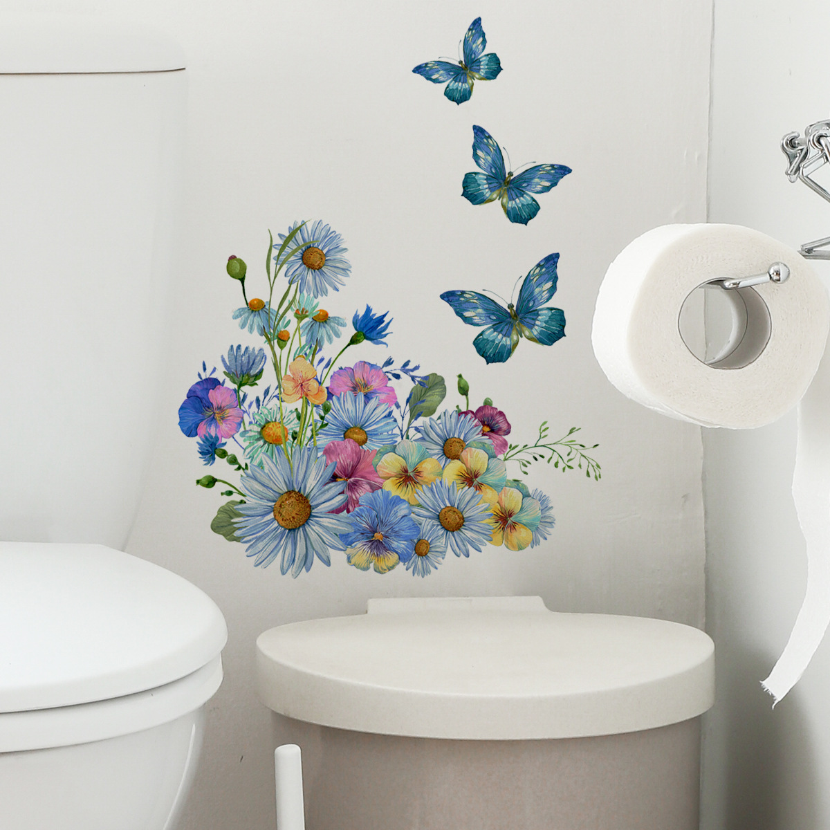 1pc Blumen Schmetterling Muster Toiletten Deckel Aufkleber - Temu Austria