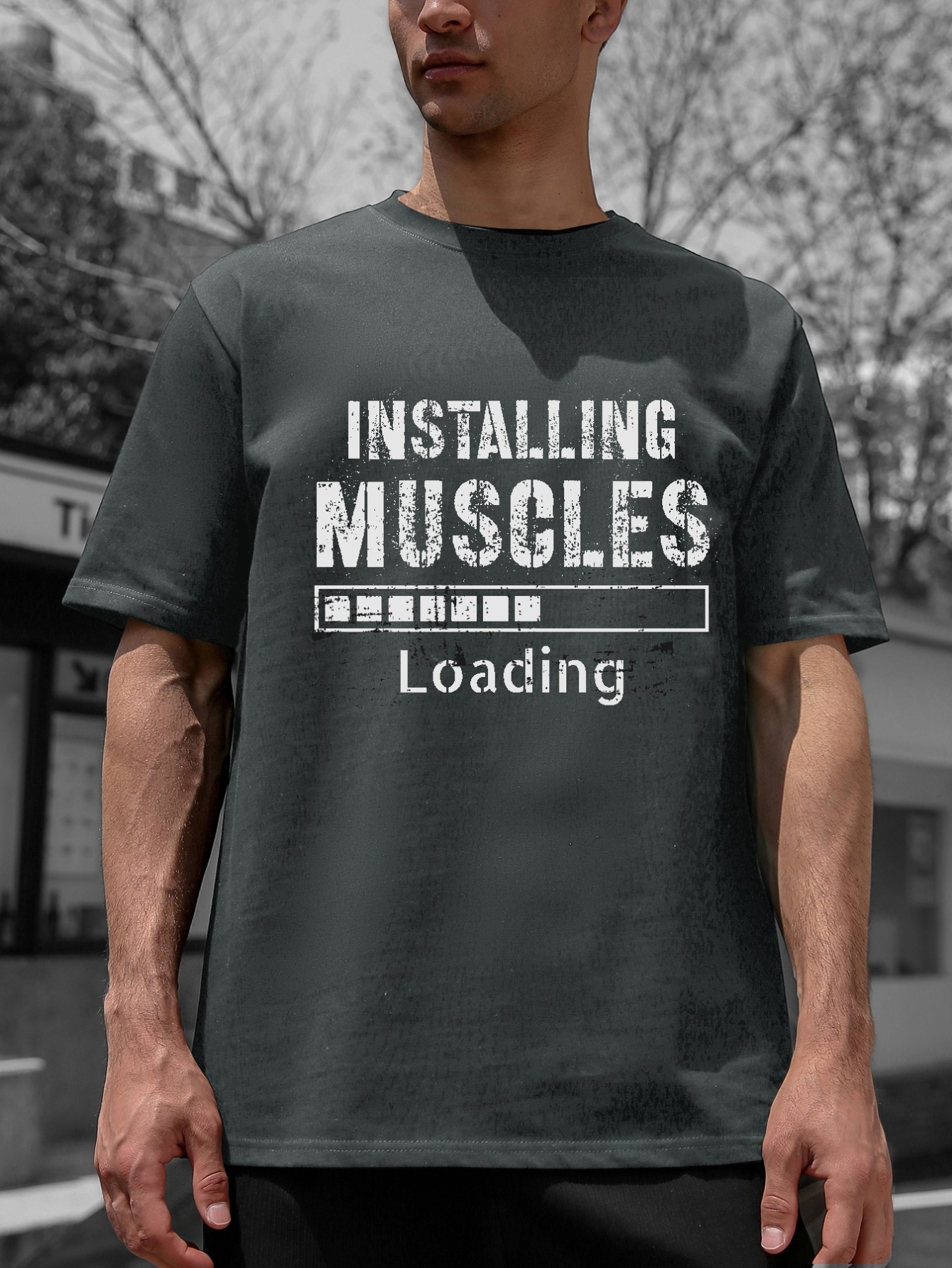 Installing muscles t-shirt