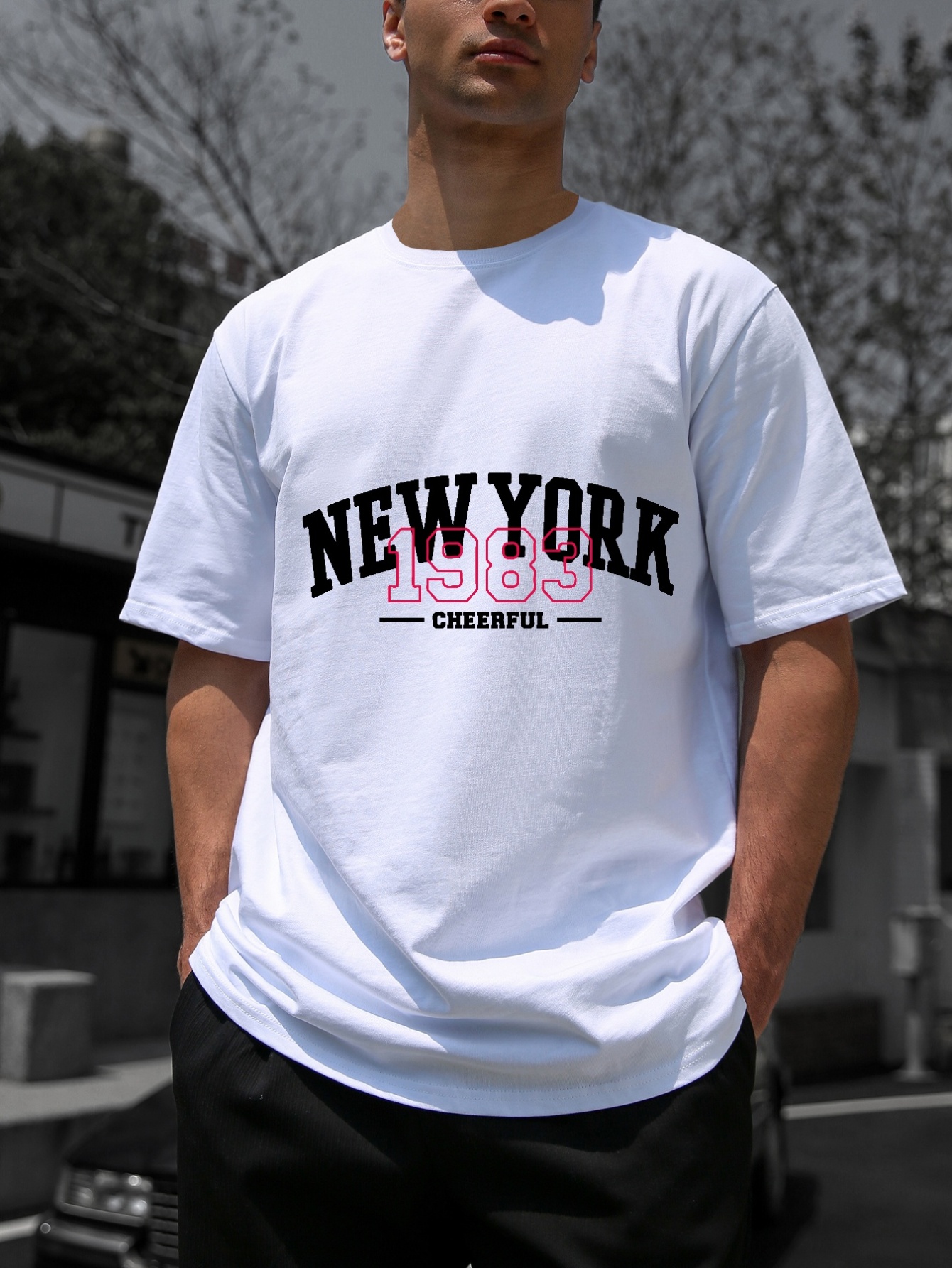 New York Logo Crew Neck T-Shirt, WHITE