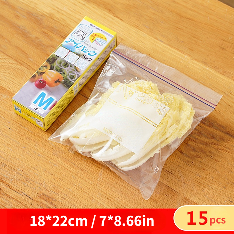 15pcs/set 27cm Self-sealing Plastic Bags For Food Storage