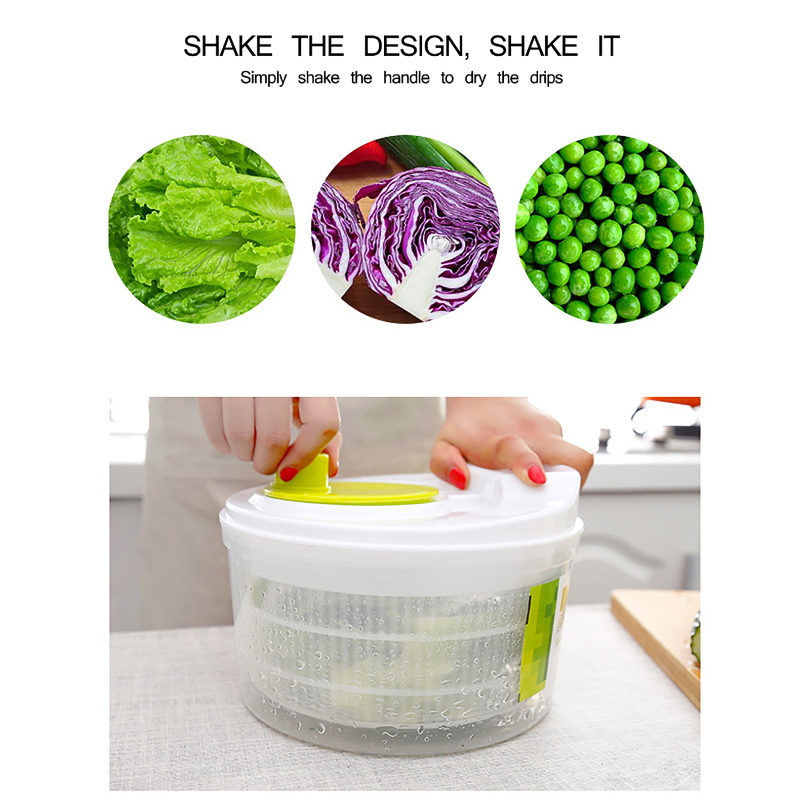 Salad Spinner Vegetables Leaf Lettuce Dryer Drainer Fruit Wash Clean Basket  NEW