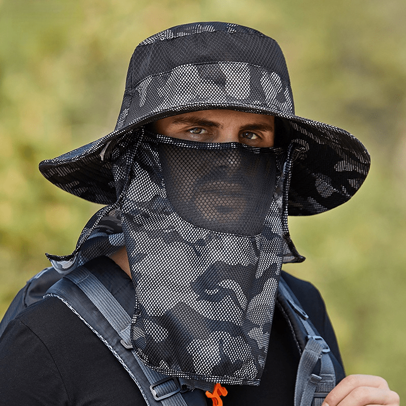 1pc Wide Brim Uv Protection Man Breathable Mesh Fishing Hat For Outdoor  Fishing, Shop The Latest Trends