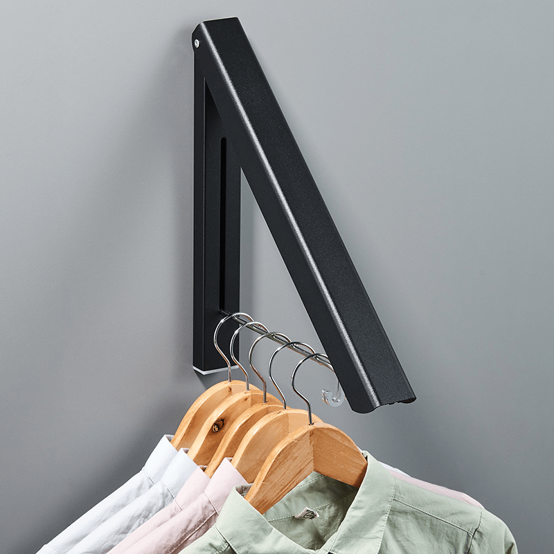 Folding Clothes Hanger Wall Mount Retractable Cloth Drying Rack