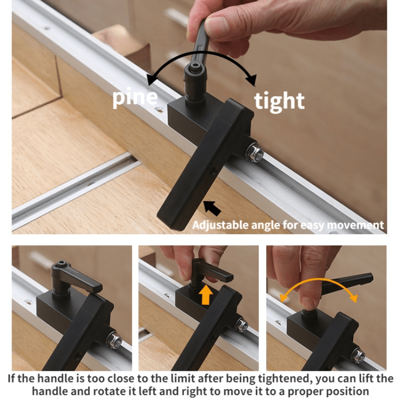 T-Track Rails Set Aluminium Alloy With Slider & Handle For Woodworking Tool  