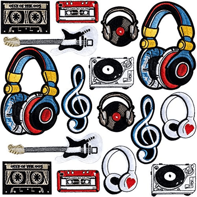 

16pcs Iron On Patches For Jackets Hip Hop Music Series Embroidery Patch Suitable For Clothes Dress Hat Pants Shoes Curtain, Diy Embroidery Patch Sewing Craft Decoration