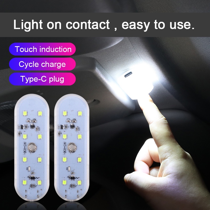 2PCS LED interni per Auto luci interne senza fili luci Touch a LED per Auto  lampada da soffitto per tetto Auto lampade da lettura con ricarica USB
